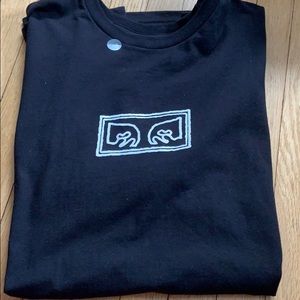 NWT OBEY Black short sleeve shirt